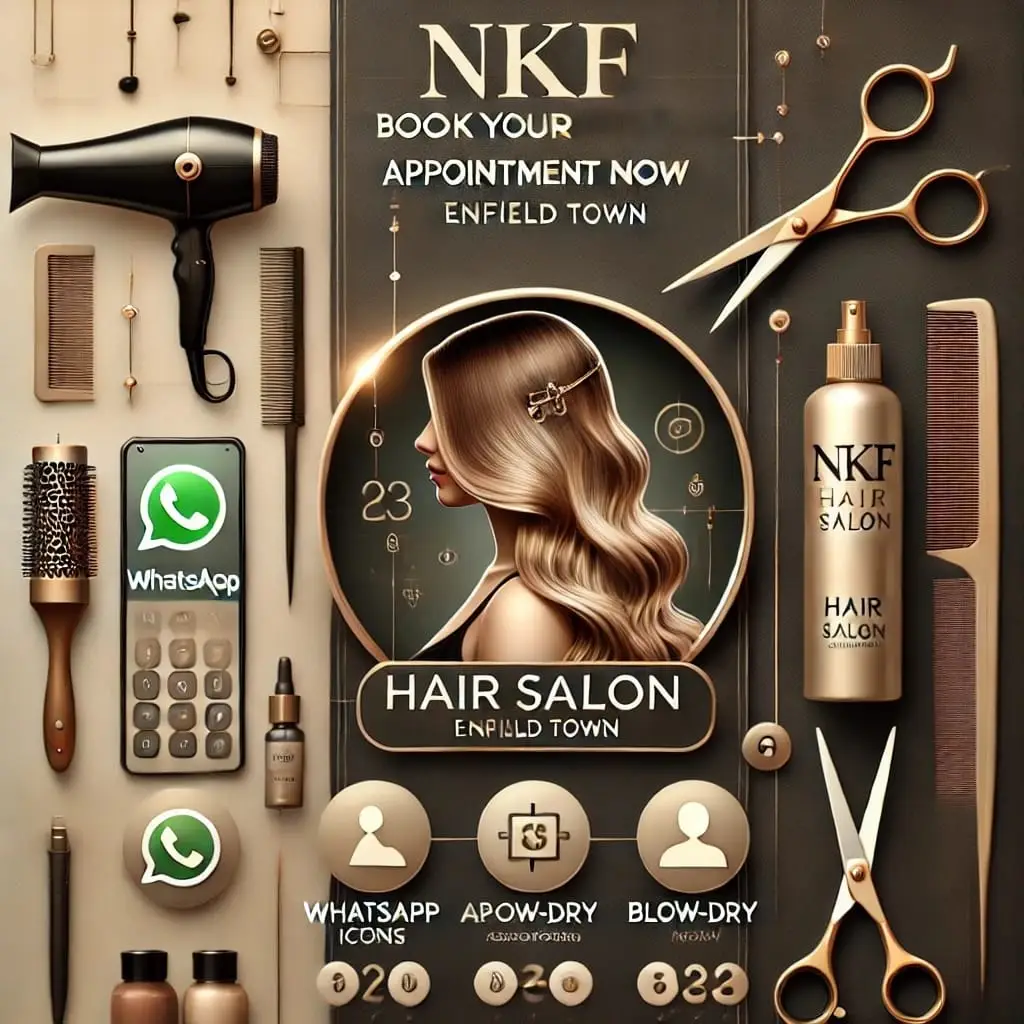 Hairdresser Enfield Town location contact contact I personally greet you at the door and handle every detail with care until you’re ready to go. Since I don’t use an assistant, you receive a personalized service every time. Due to my busy schedule, I may not always be able to answer calls immediately. For more efficient communication, please contact me via WhatsApp. Thank you for your understanding and patience. Hair Salon hairdresser Hairdresser Enfield Town location contact